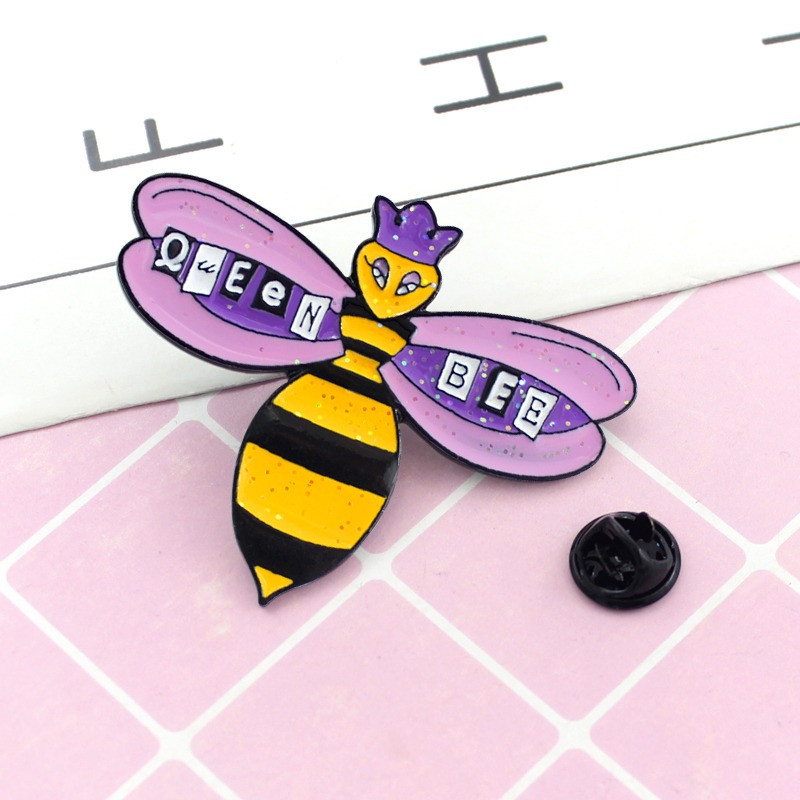 Cute Queen Bee Enamel Pin | Unique Bee Brooch Jewelry Gift