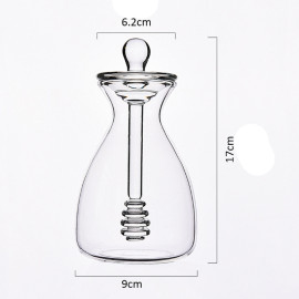 Clear Glass Honey Jar with Dipper Details