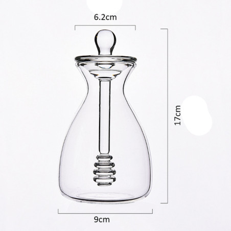 Clear Glass Honey Jar with Dipper Details