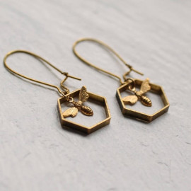 Delicate Honeycomb Bee Earrings | Unique Gift for Bee Lovers