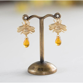 Bee and Honey Drop Earrings - Cute Dangle Jewelry Gift