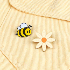 Cute Bee & Daisy Enamel Pin Set | Unique Bee Jewelry Gift