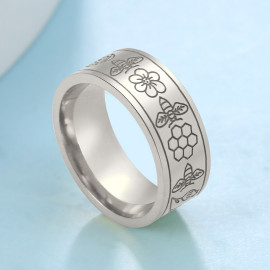 Anneau abeille de type chevalière - modèle argent