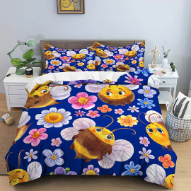 Cute Bee Bedding Set | Round Bees Duvet Cover & Pillowcases