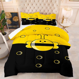Cute Chubby Bee Bedding Set | Yellow & Black Duvet Cover
