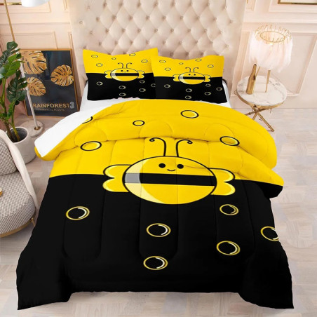 Cute Chubby Bee Bedding Set | Yellow & Black Duvet Cover