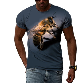 T-shirt bleu-gris grosse abeille