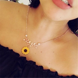 Parure tournesol  boucles d'oreilles, bracelet, pendentif et bague - pendentif