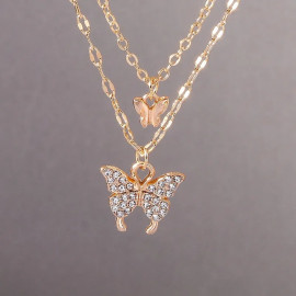 Collier papillon en cristal plaqué or