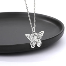 Collier papillon en argent