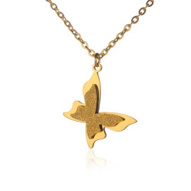 Collier papillon couleur Or à Paillettes