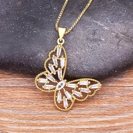 Elegant Sparkling Butterfly Pendant Necklace - 2 Styles!