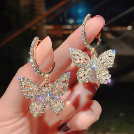 Boucles d'oreilles papillon grand papillon strass