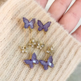 Purple & Gold Butterfly Dangle Earrings - Unique Gift Idea 🦋