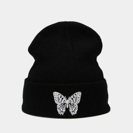 Bonnet Papillon avec Grande Broderie Papillon - Couleur Noir