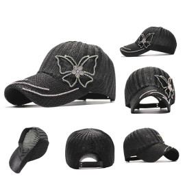 Casquette Papillon en laine avec Grand Papillon Strass