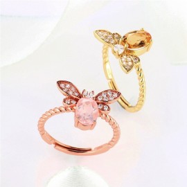 bague en cristal jaune abeille anneau or ou or rose