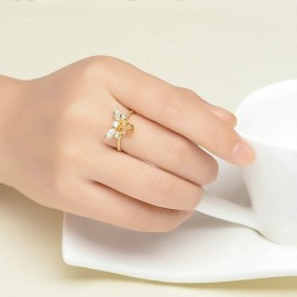 magnifique bague abeille en cristal jaune