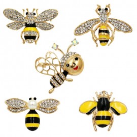 Broche cristal strass émaillée abeille frelon - 5 modèles aux choix