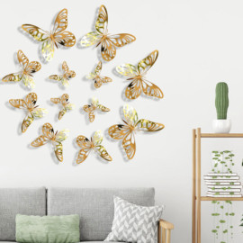 Autocollant Mural Créatif Papillon - Papillons 3D aux Ailles Creuses - Lot de 12 pièces