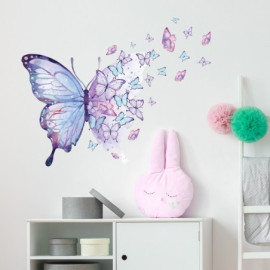 Grand Sticker mural Papillon aux tons Violet - 60cm x 47cm