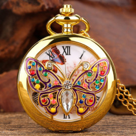 Montre de Poche Rétro à Quartz Papillon