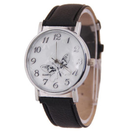Montre Papillon élégant à Quartz avec bracelet en cuir pour femmes - 3 couleurs au choix!