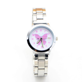Montre Papillon avec Magnifique Papillon Rose pour Femme en acier inoxydable