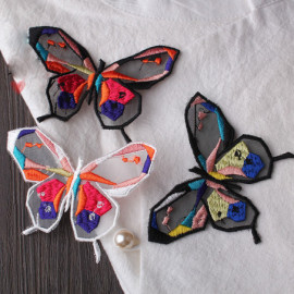 Écussons Papillon à coudre Aile Papillon Multicolore en Dentelle Brodée - Lot de 3 pièces - 2 couleurs au choix !