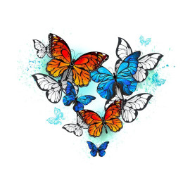 Écusson Papillon Vol de Papillons Orange et Bleu Thermoadhésif