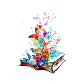 Écusson Papillon Thermocollant - Livres et papillons - 2 tailles au choix !