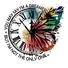 Patch Papillon Thermocollant Design Horloge Papillon colorée 22.6cm x 21.5cm