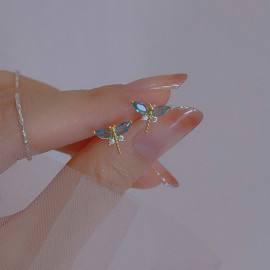 Petites Boucles d'oreilles Libéllule Bleue
