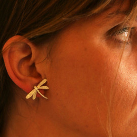 Magnifiques Petites Boucles d'oreilles Libéllule Vintage - 2 couleurs au choix