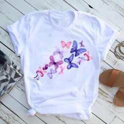 T-shirt Vol de Papillons Roses et Violets