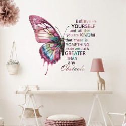 Grand Sticker mural Papillon Avec Message Motivation