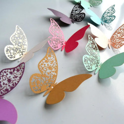 Autocollant Papillons 3D Papillons Papier Nacré - Lot de 12 pièces - 7 couleurs au choix !