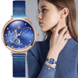 Magnifique Montre Bracelet Grand Papillon à Quartz en acier inoxydable