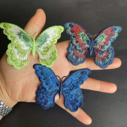 Écussons à coudre en forme de papillon brodé double couche - 5 ou 10 pièces