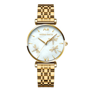 Montre Libéllule avec bracelet acier inoxydable pour femme Couleur Or