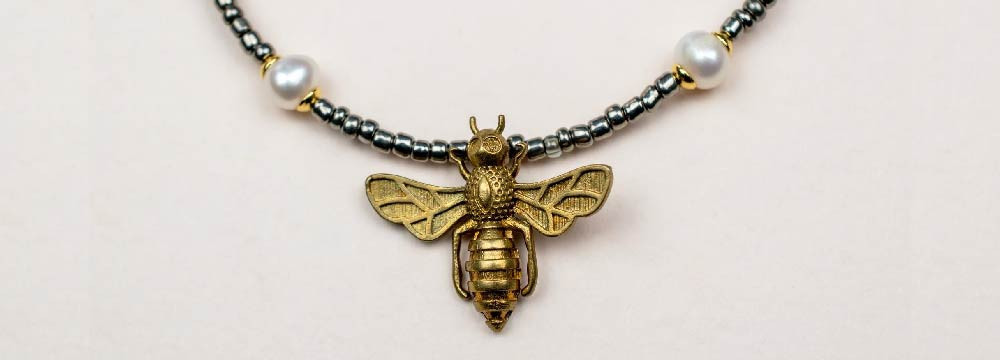Bee necklace & pendant: silver, gold plate, to gift