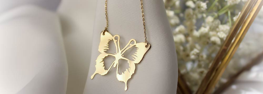 Butterfly necklace, nature pendants and symbolic jewellery